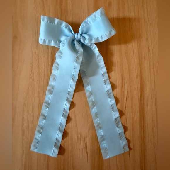 Matilda Jane Other - Baby Blue Ruffled Satin Ashton Bow